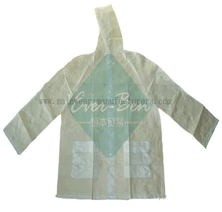 Transparent pvc waterproof jacket for adult-vinyl raincoat with hood-white pvc raincoat
